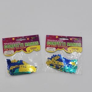 Jeremy Name Confetti Foil Blue Gold 2 Packs Personalized Kalan